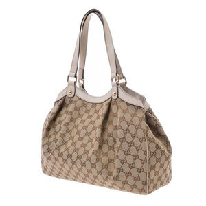 Gucci Bag Tote Tan White Ivory Beige Canvas GG